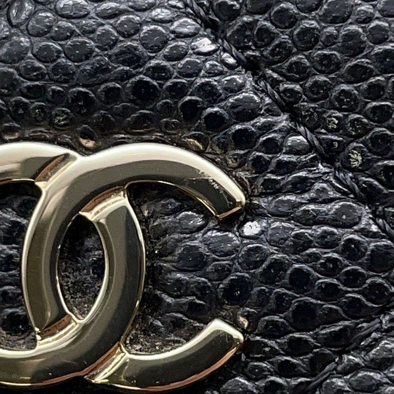 シャネル コインケース マトラッセ ココマーク コーラルレッド キャビアスキン AP2061 CHANEL 財布 小銭入れ 黒