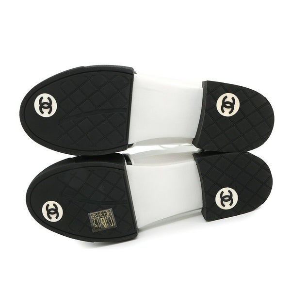 シャネル スニーカー ココマーク メッシュ ファブリック レザー レディースサイズ37C CHANEL 靴 シューズ 白 黒