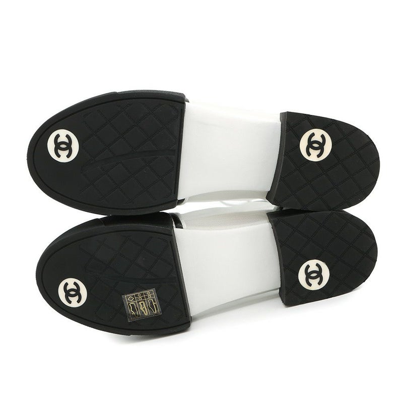 シャネル スニーカー ココマーク メッシュ ファブリック レザー レディースサイズ37C CHANEL 靴 シューズ 白 黒
