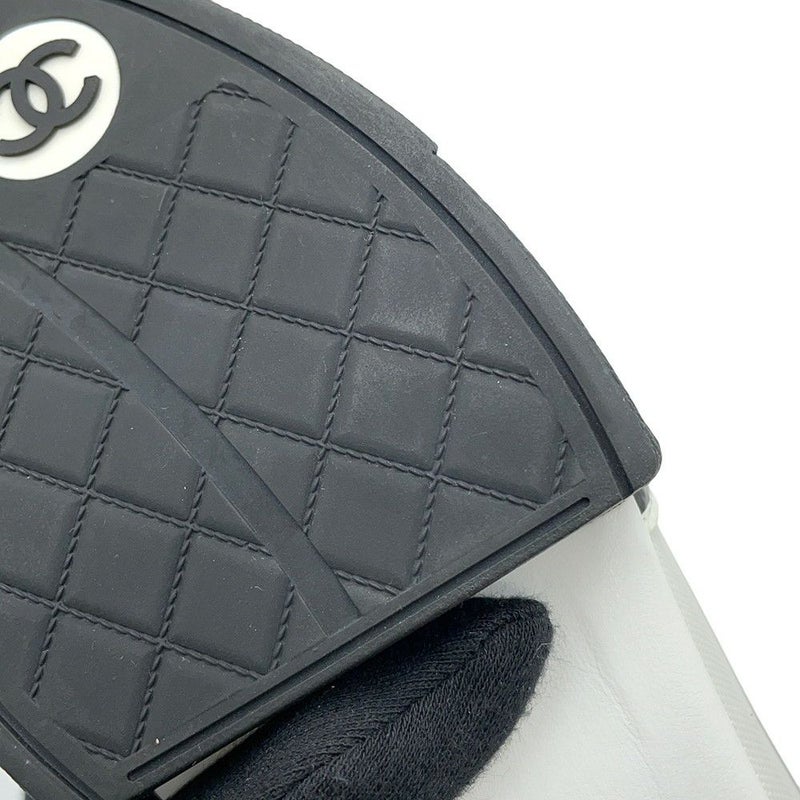 シャネル スニーカー ココマーク メッシュ ファブリック レザー レディースサイズ37C CHANEL 靴 シューズ 白 黒