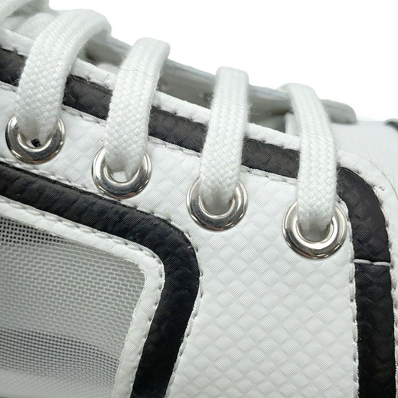 シャネル スニーカー ココマーク メッシュ ファブリック レザー レディースサイズ37C CHANEL 靴 シューズ 白 黒