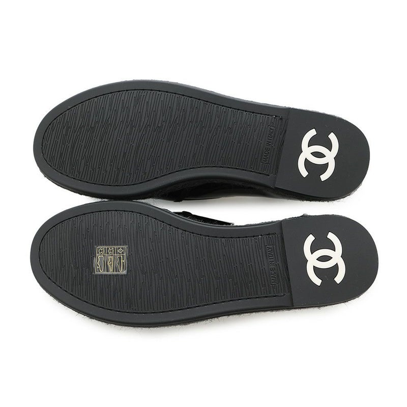 シャネル スリッポン ココマーク エスパドリーユ エナメル レディースサイズ37C G31874 CHANEL 靴 黒