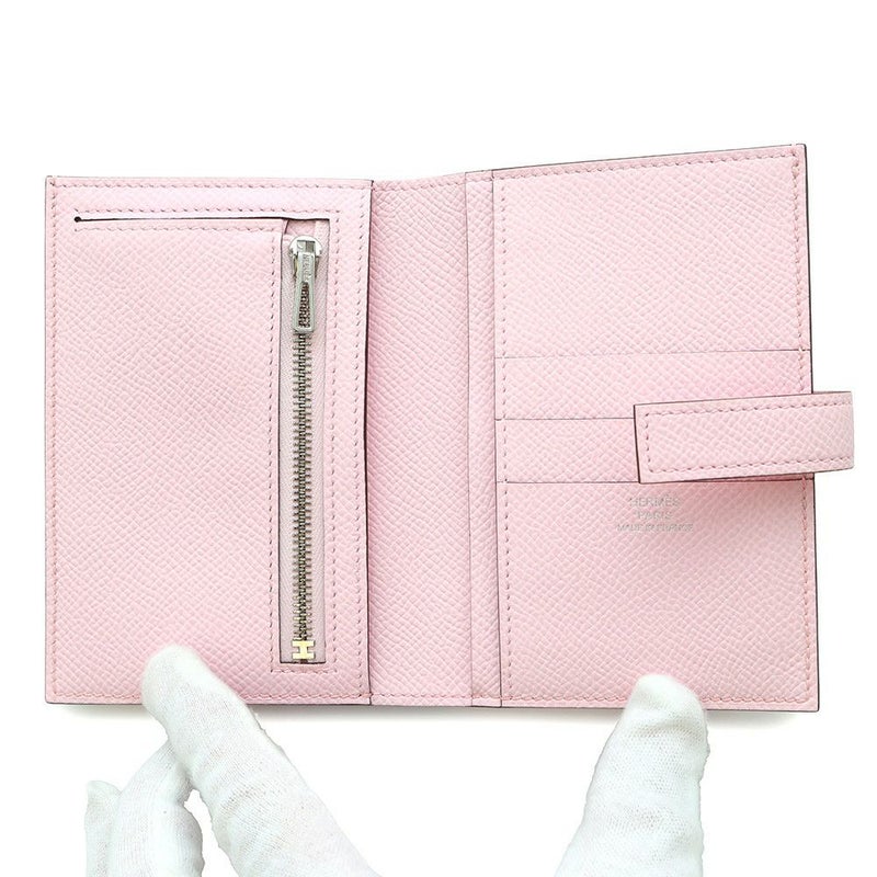エルメス 二つ折り財布 Hパッサン コンパクト ローズダーリン/シルバー金具 エプソン W刻印 財布