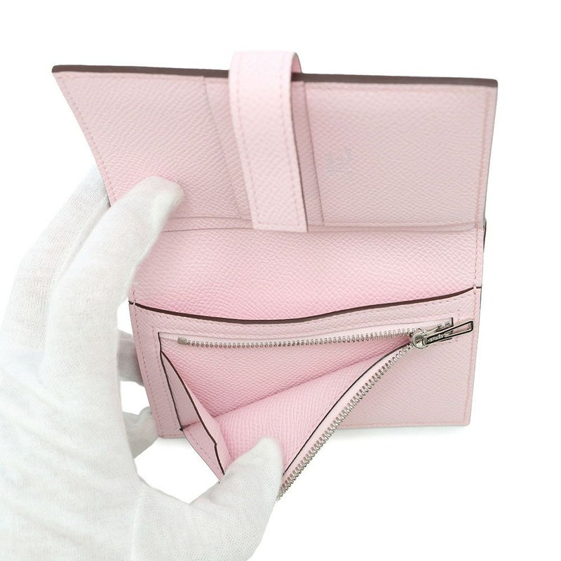 エルメス 二つ折り財布 Hパッサン コンパクト ローズダーリン/シルバー金具 エプソン W刻印 財布