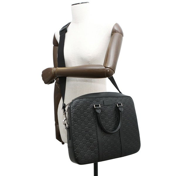 グッチ ショルダーバッグ ブリーフケース GG グッチシマレザー 435322 メンズ  ビジネス 2way 黒