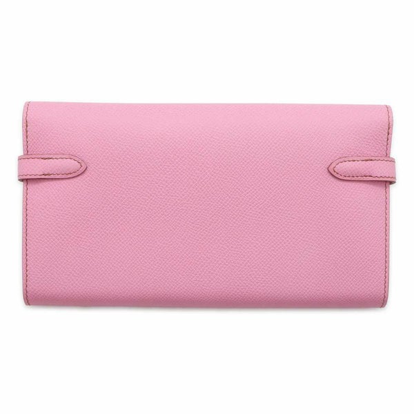 エルメス 長財布 ケリーウォレット ロング ピンク/シルバー金具 ヴォーエプソン □M刻印 HERMES 財布