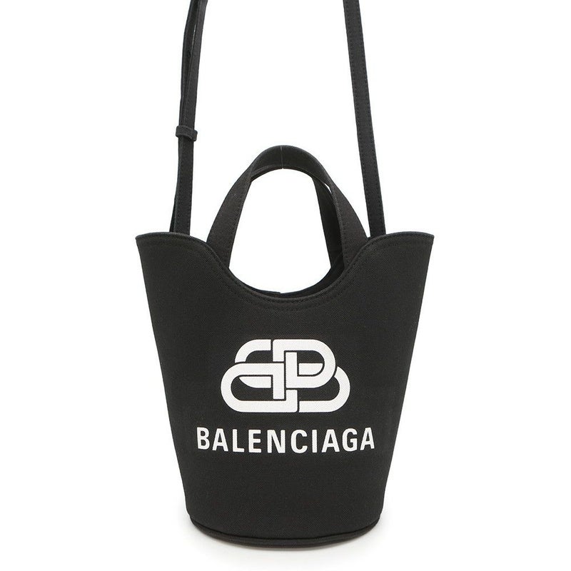 バレンシアガ ハンドバッグ  ウェーブXS キャンバス 619979 BALENCIAGA 2wayショルダーバッグ BBロゴ 黒