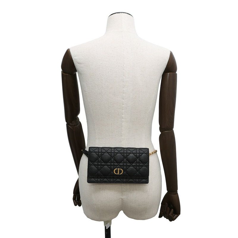 クリスチャン・ディオール チェーンベルトウォレット カロ カナージュ カーフスキン Christian Dior ボディバッグ 黒