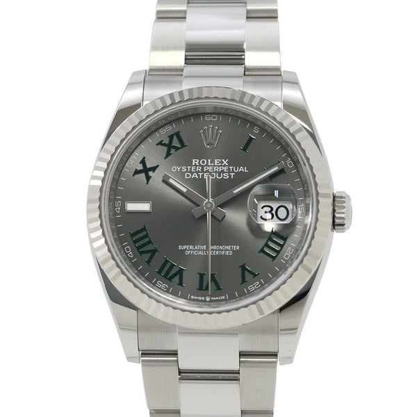 ロレックス デイトジャスト36 SS/K18WG ランダムシリアル ルーレット 126234 ROLEX 腕時計 スレート文字盤 ローマン