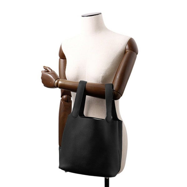 エルメス ハンドバッグ ピコタンロックMM ブラック/シルバー金具 トリヨンクレマンス K刻印 黒