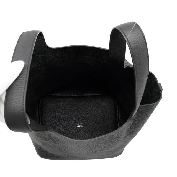 エルメス ハンドバッグ ピコタンロックMM ブラック/シルバー金具 トリヨンクレマンス K刻印 黒