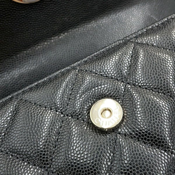 シャネル チェーンショルダーバッグ トップハンドル フォンケース マトラッセ ココマーク キャビアスキン AP3238 CHANEL 黒