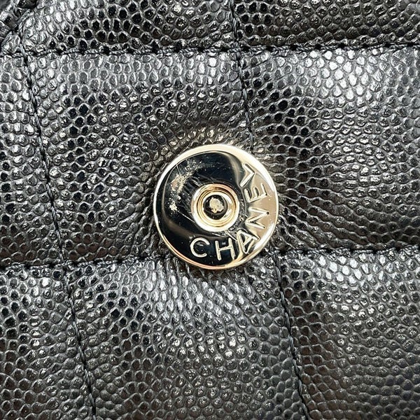 シャネル チェーンショルダーバッグ トップハンドル フォンケース マトラッセ ココマーク キャビアスキン AP3238 CHANEL 黒