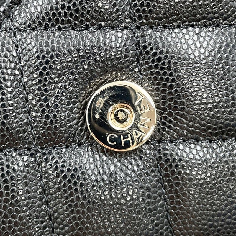 シャネル チェーンショルダーバッグ トップハンドル フォンケース マトラッセ ココマーク キャビアスキン AP3238 CHANEL 黒