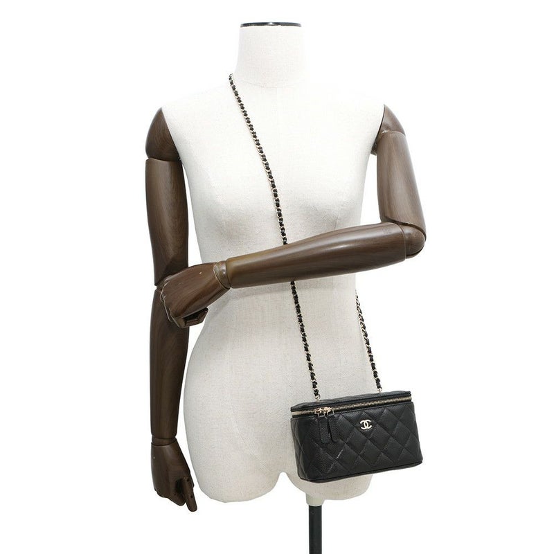 シャネル チェーンショルダーバッグ バニティケース ココマーク マトラッセ キャビアスキン AP1341 CHANEL 黒