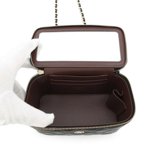 シャネル チェーンショルダーバッグ バニティケース ココマーク マトラッセ キャビアスキン AP1341 CHANEL 黒