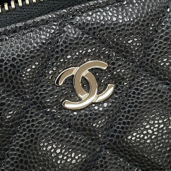 シャネル チェーンショルダーバッグ バニティケース ココマーク マトラッセ キャビアスキン AP1341 CHANEL 黒