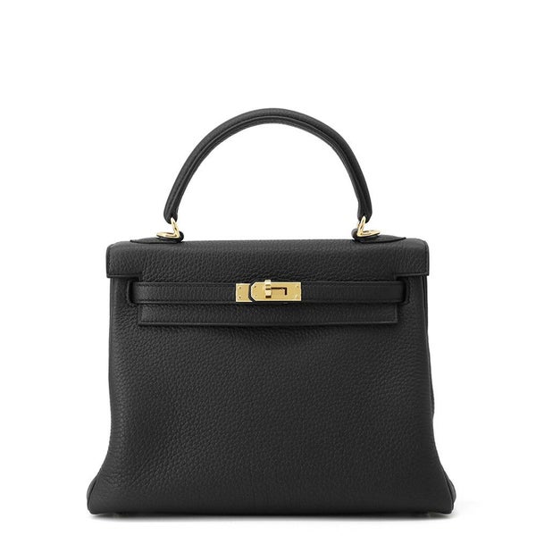 エルメス ハンドバッグ ケリー25 内縫い ブラック/ゴールド金具 トゴ W刻印 2wayショルダー 黒