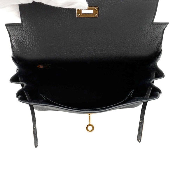 エルメス ハンドバッグ ケリー25 内縫い ブラック/ゴールド金具 トゴ W刻印 2wayショルダー 黒