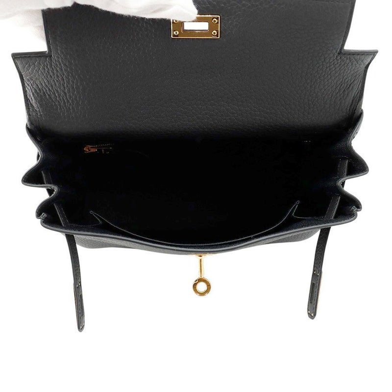 エルメス ハンドバッグ ケリー25 内縫い ブラック/ゴールド金具 トゴ W刻印 2wayショルダー 黒