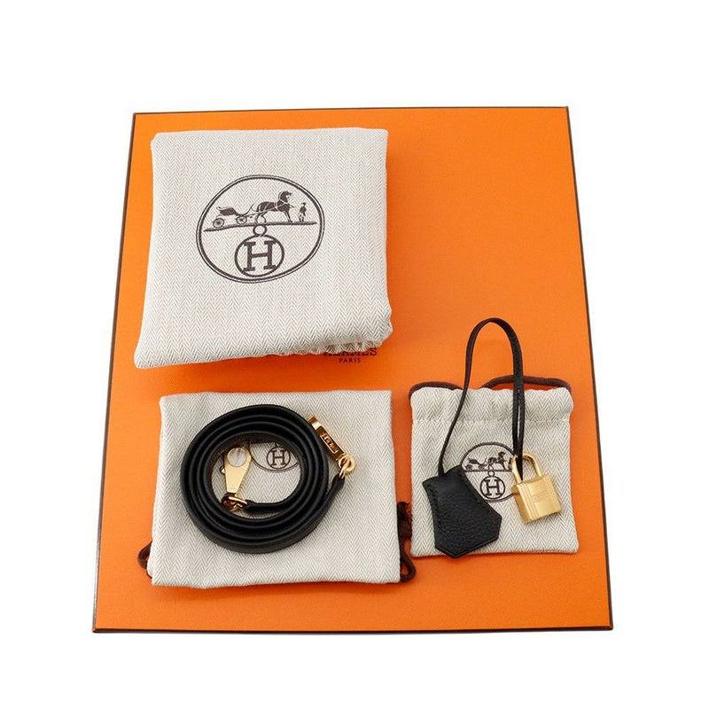 エルメス ハンドバッグ ケリー25 内縫い ブラック/ゴールド金具 トゴ W刻印 2wayショルダー 黒