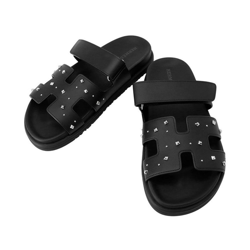 エルメス サンダル シプレ レザー スタッズ レディースサイズ37 HERMES 靴 黒