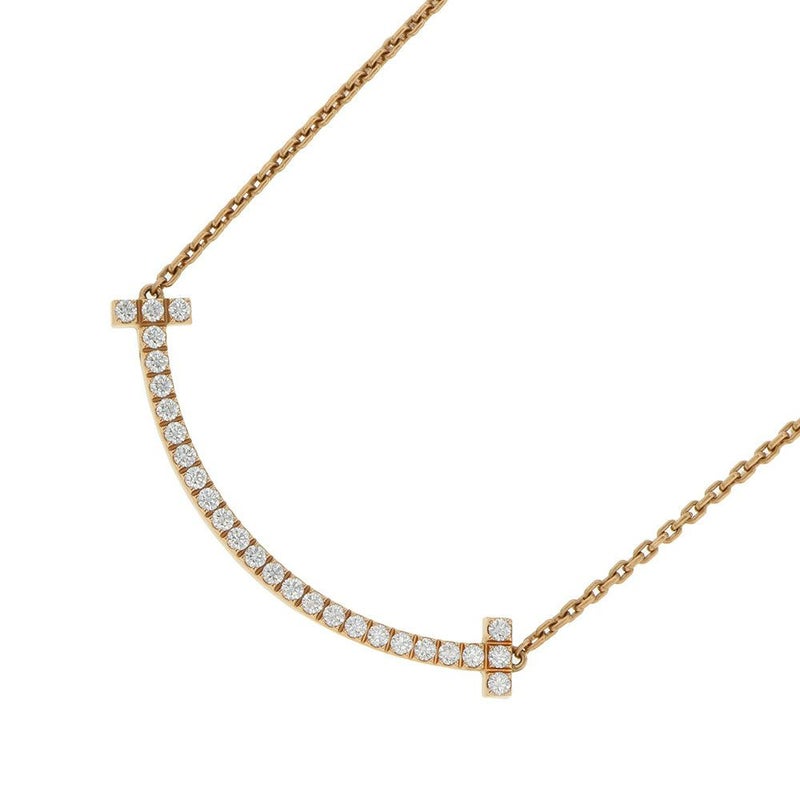ティファニー ネックレス Tスマイル ペンダント ミディアム ダイヤモンド 計0.48ct K18PGピンクゴールド 67513282 Tiffany&Co.
