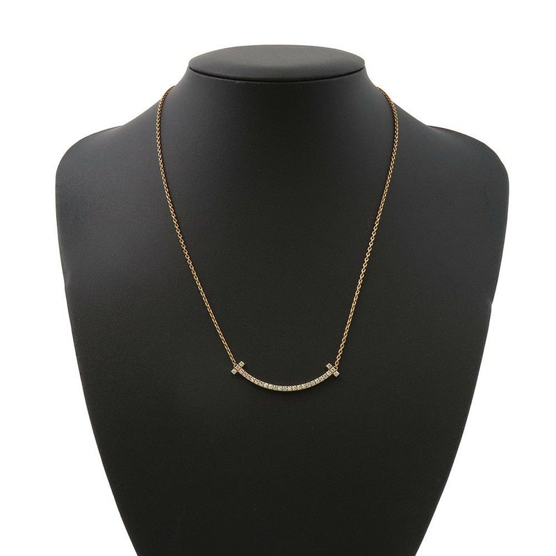 ティファニー ネックレス Tスマイル ペンダント ミディアム ダイヤモンド 計0.48ct K18PGピンクゴールド 67513282 Tiffany&Co.