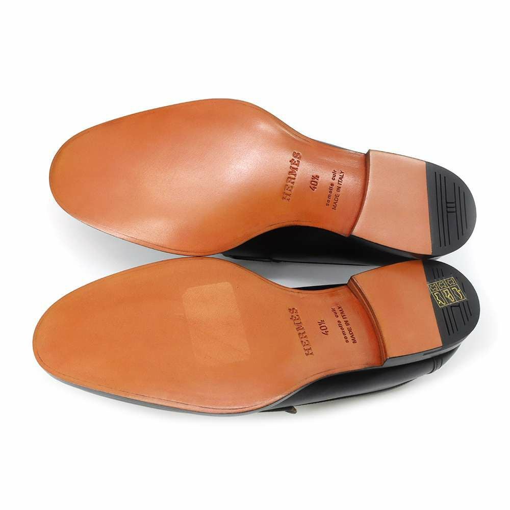 美品 エルメスシューズ　HERMES SEMELLE CUIR 40 1/2 エルメス モカシン オノレ カーフレザー パリバックル メンズサイズ40