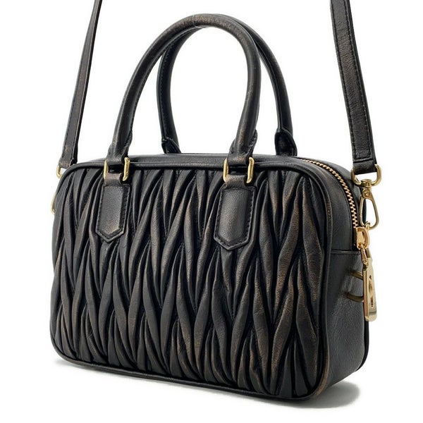 ミュウミュウ ハンドバッグ アルカディ マテラッセ ダメージ加工 ミディアム レザー 5BB124 Miu Miu 2way