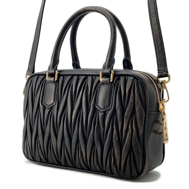 ミュウミュウ ハンドバッグ アルカディ マテラッセ ダメージ加工 ミディアム レザー 5BB124 Miu Miu 2way