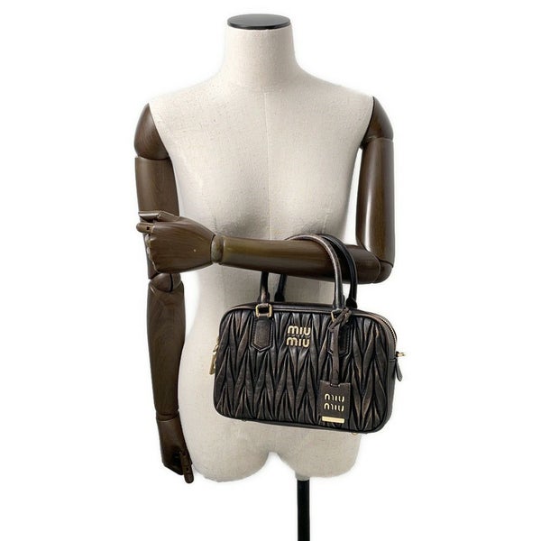 ミュウミュウ ハンドバッグ アルカディ マテラッセ ダメージ加工 ミディアム レザー 5BB124 Miu Miu 2way