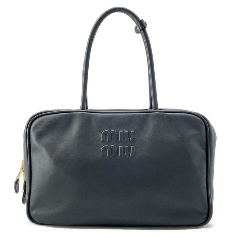 ミュウミュウ ハンドバッグ ボー カーフレザー 5BB117 MIUMIU トップハンドルバッグ 黒