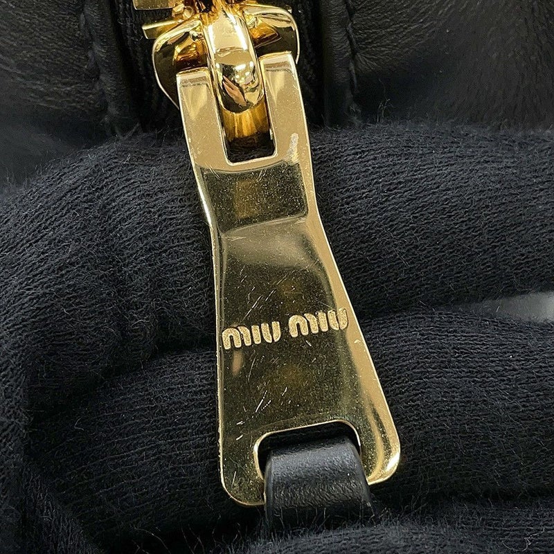 ミュウミュウ ハンドバッグ ボー カーフレザー 5BB117 MIUMIU トップハンドルバッグ 黒