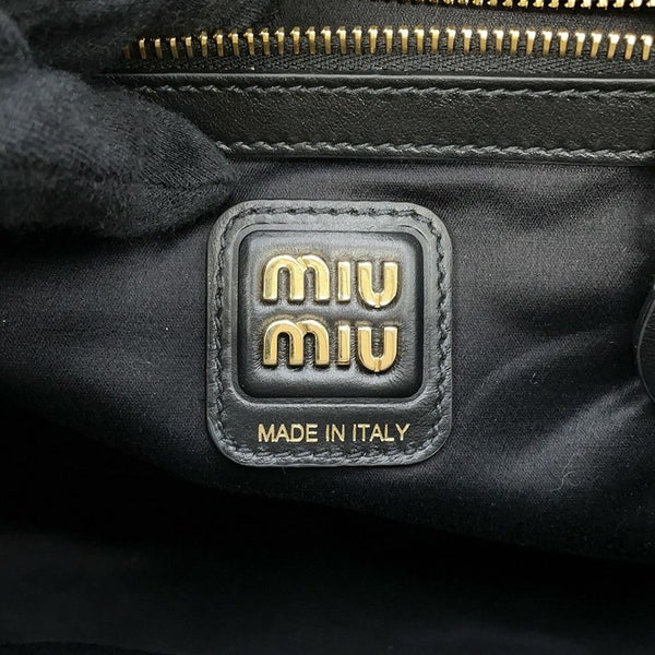 ミュウミュウ ハンドバッグ ボー カーフレザー 5BB117 MIUMIU トップハンドルバッグ 黒