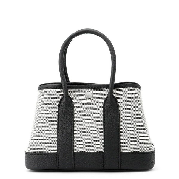 エルメス トートバッグ ネオ・ガーデン 23 ガーデンパーティ ブラック/エクリュ/シルバー金具 トワルアッシュヴァイキング/ネゴンダ W刻印 黒