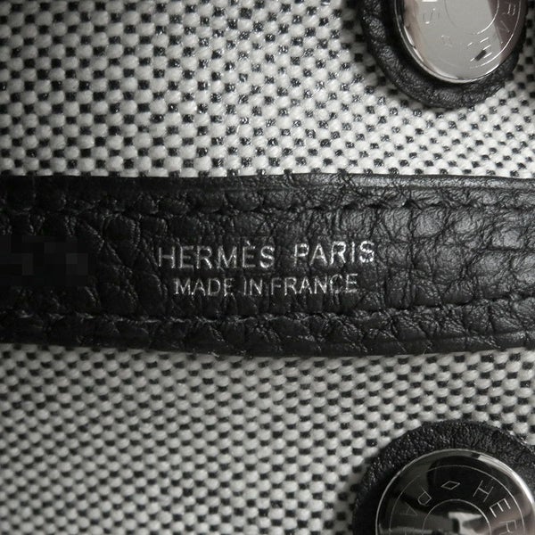 エルメス トートバッグ ネオ・ガーデン 23 ガーデンパーティ ブラック/エクリュ/シルバー金具 トワルアッシュヴァイキング/ネゴンダ W刻印 黒