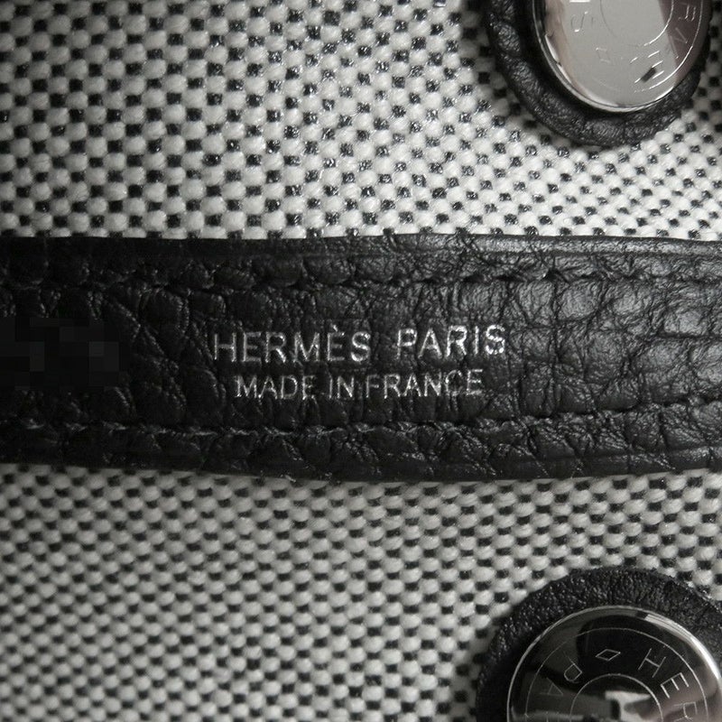 エルメス トートバッグ ネオ・ガーデン 23 ガーデンパーティ ブラック/エクリュ/シルバー金具 トワルアッシュヴァイキング/ネゴンダ W刻印 黒