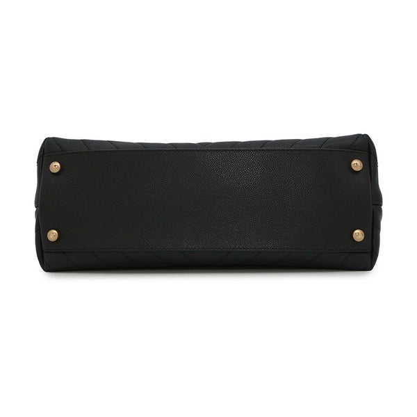 シャネル ハンドバッグ シェブロン ココマーク ハンドル フラップ キャビアスキン リザード A92991 2way 黒 Vステッチ