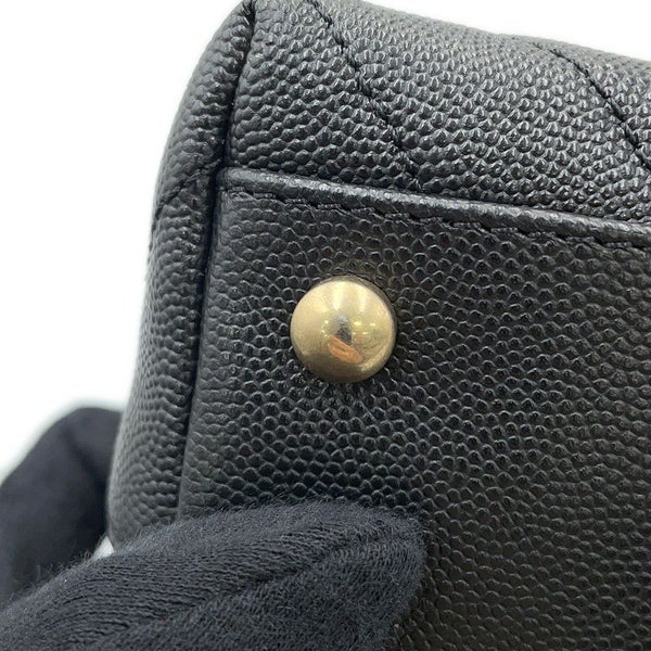 シャネル ハンドバッグ シェブロン ココマーク ハンドル フラップ キャビアスキン リザード A92991 2way 黒 Vステッチ