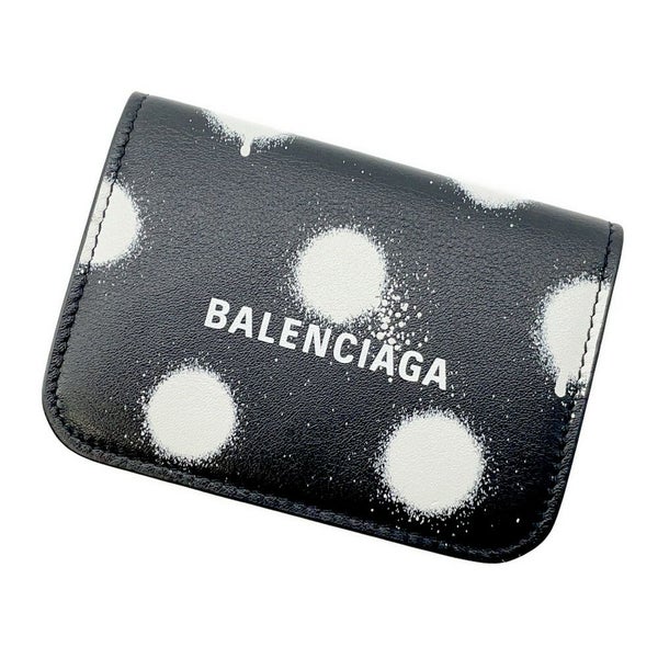 バレンシアガ 三つ折り財布 ドット キャッシュ ミニ ウォレット 593813 BALENCIAGA 黒 ブラック