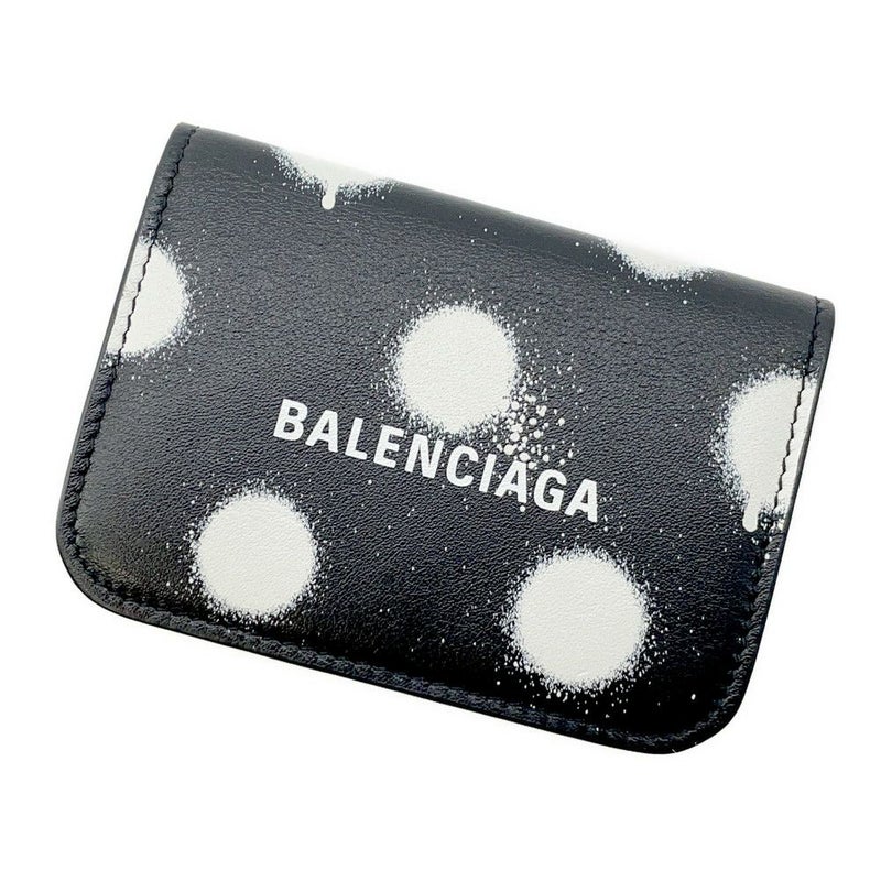 バレンシアガ 三つ折り財布 ドット キャッシュ ミニ ウォレット 593813 BALENCIAGA 黒 ブラック
