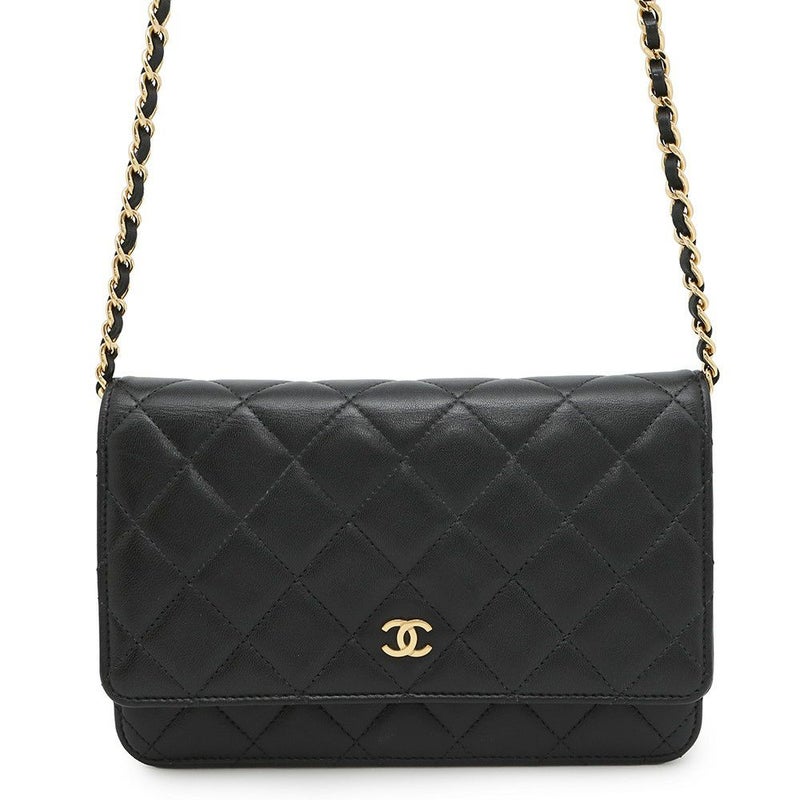 シャネル チェーンウォレット クラシック マトラッセ ココマーク ラムスキン AP0250 CHANEL 財布 黒