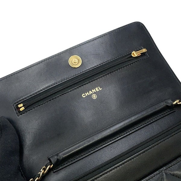 シャネル チェーンウォレット クラシック マトラッセ ココマーク ラムスキン AP0250 CHANEL 財布 黒