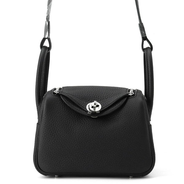 エルメス ハンドバッグ リンディ ミニ ブラック/シルバー金具 トリヨンクレマンス K刻印 HERMES バッグ 2wayショルダーバッグ 黒