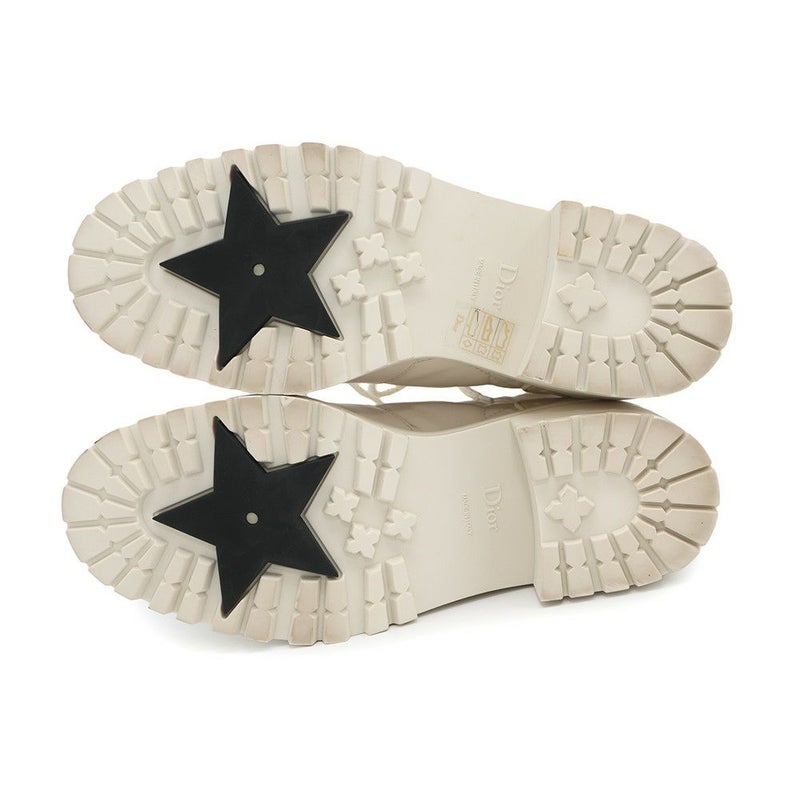 クリスチャン・ディオール ブーツ D-LEADER カナージュ ミドルブーツ レディースサイズ38 KDI733CQC 靴 白