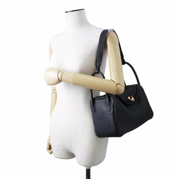 エルメス ハンドバッグ リンディ26 ブラック/ゴールド金具 トリヨンクレマンス A刻印 2wayショルダー 黒