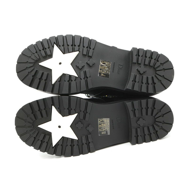 クリスチャン・ディオール ブーツ DIORANGER 編み上げ ロングブーツ キャンバス レディースサイズ38 Christian Dior 靴 黒