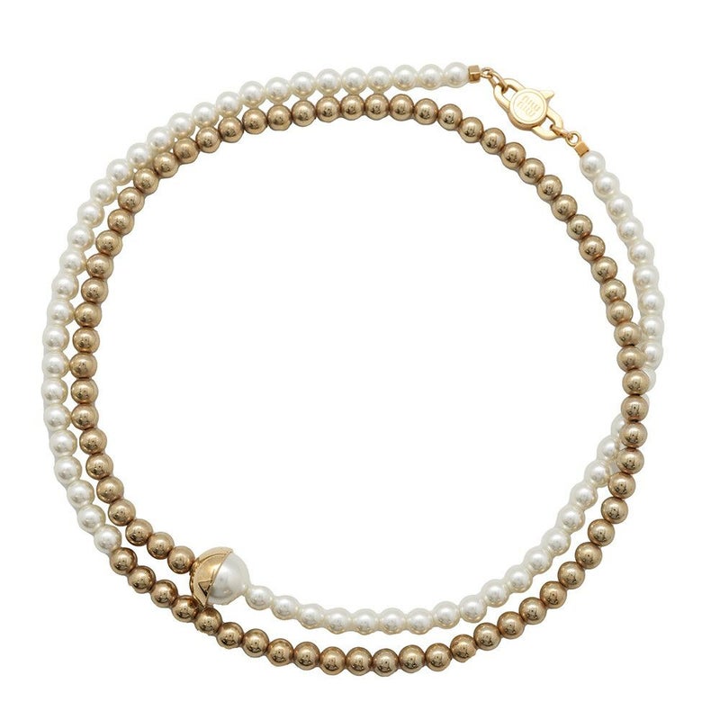 ミュウミュウ ネックレス フェイクパール ロゴ 5JC975 Miu Miu アクセサリー