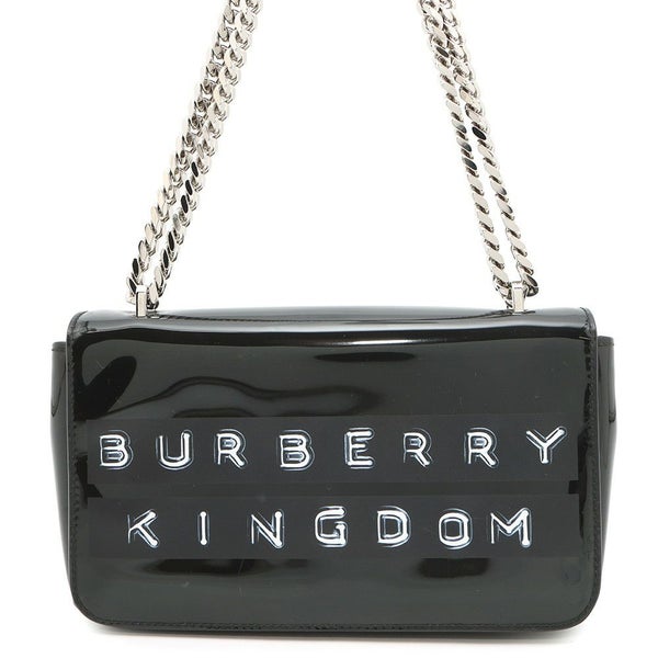 バーバリー チェーンショルダーバッグ プリント パテント BURBERRY 黒